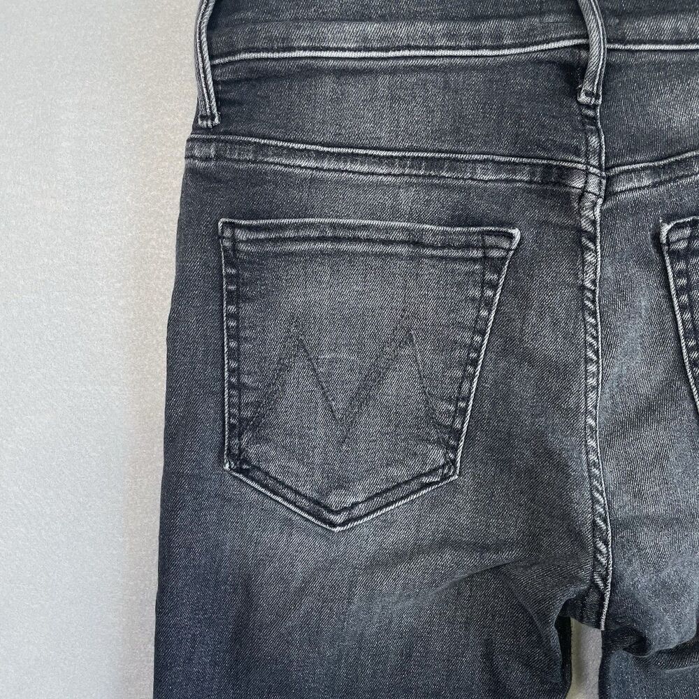 Mother The Insider Crop Step Fray Jeans Black Up In Smoke Wash High Rise ~27 - Picture 12 of 14